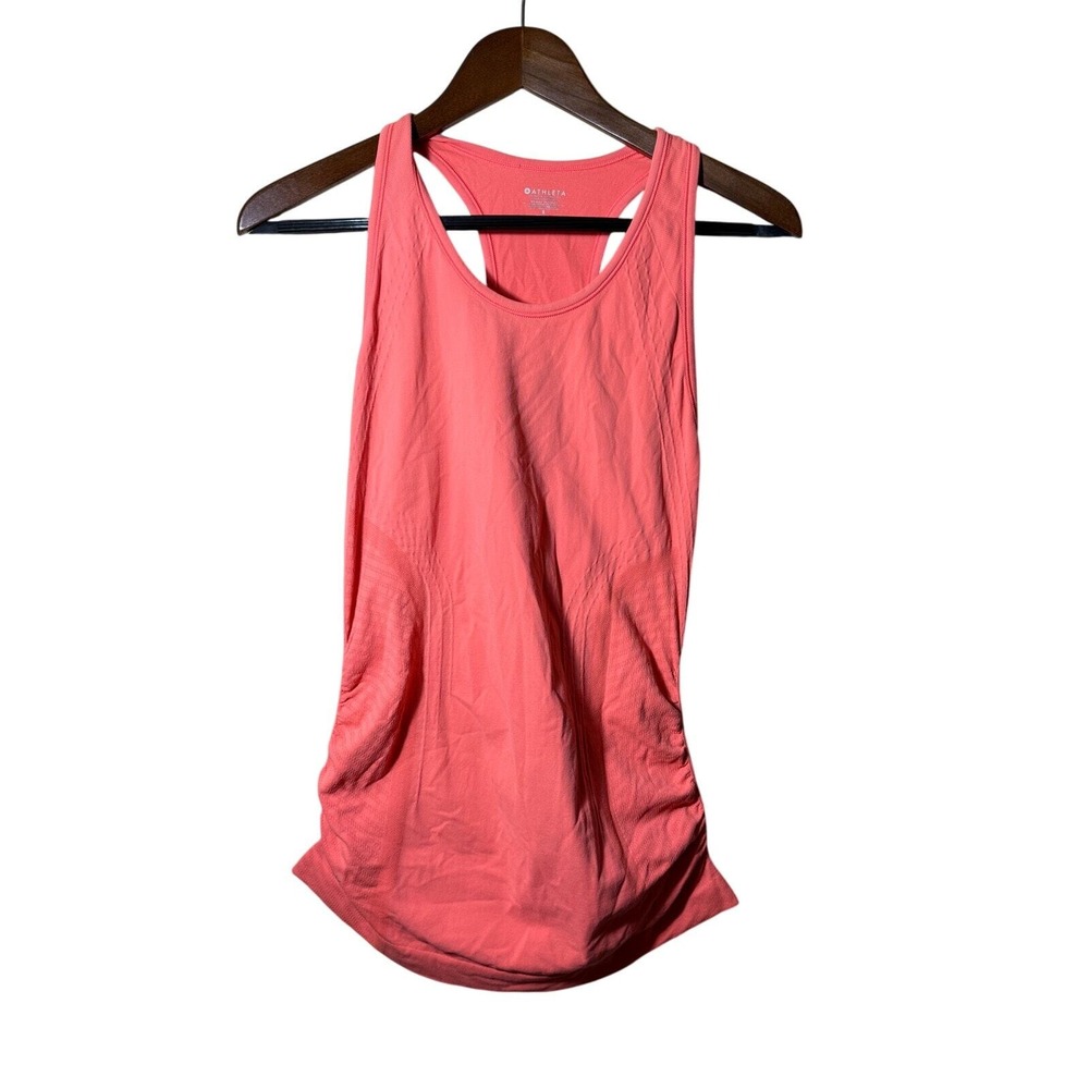 Athleta Speedlight Seamless Tank Racerback On Fire Orange Lightweight Ruch Sz S